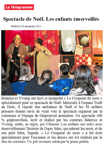 article Le Télégramme du 29 décembre 2015