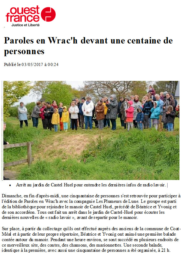 article Ouest France du 3 mai 2017