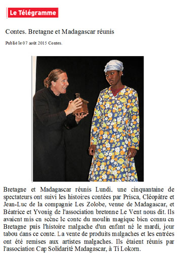 article Le Télégramme du 7 août 2015
