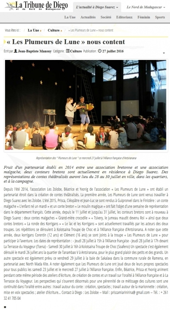 article La Tribune de Diego du 27 juillet 2016