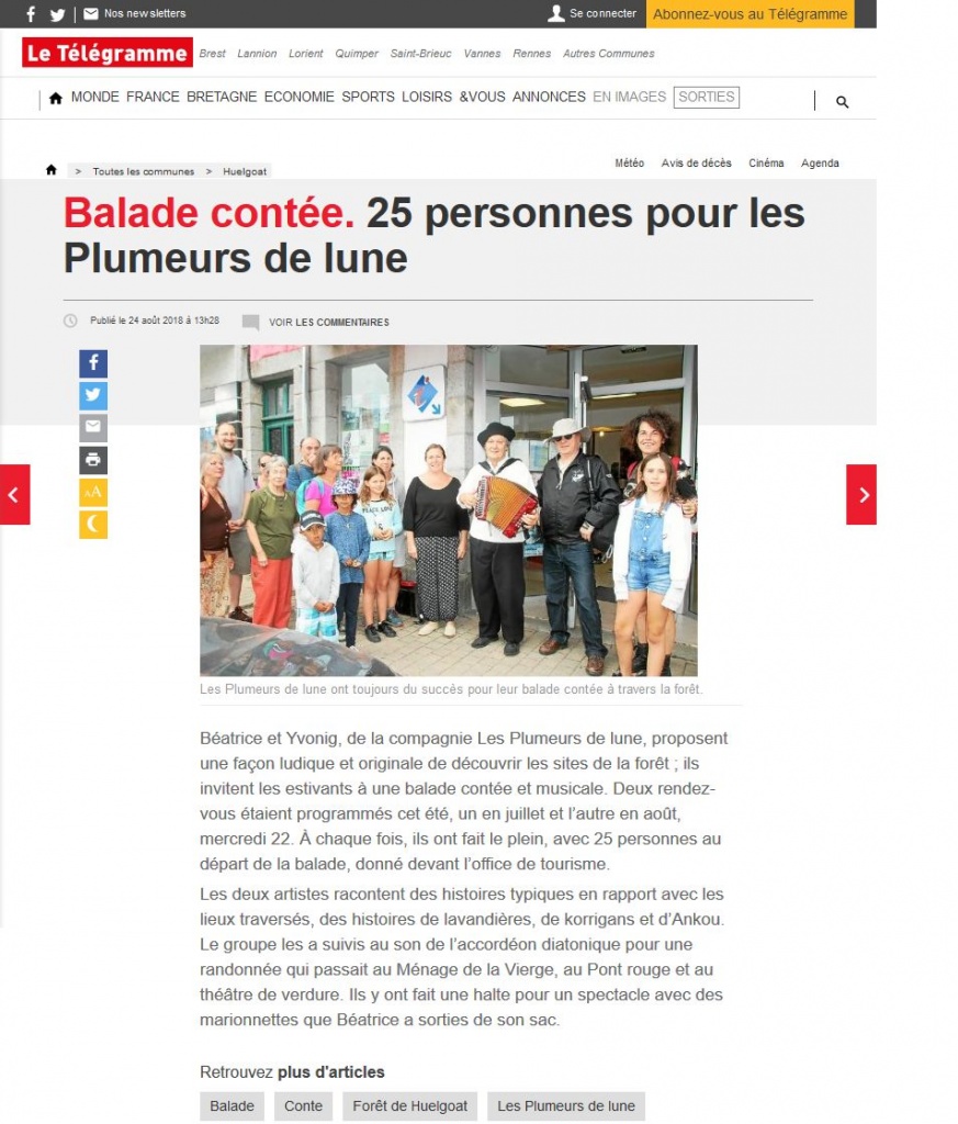article Le Télégramme du 24 août 2018