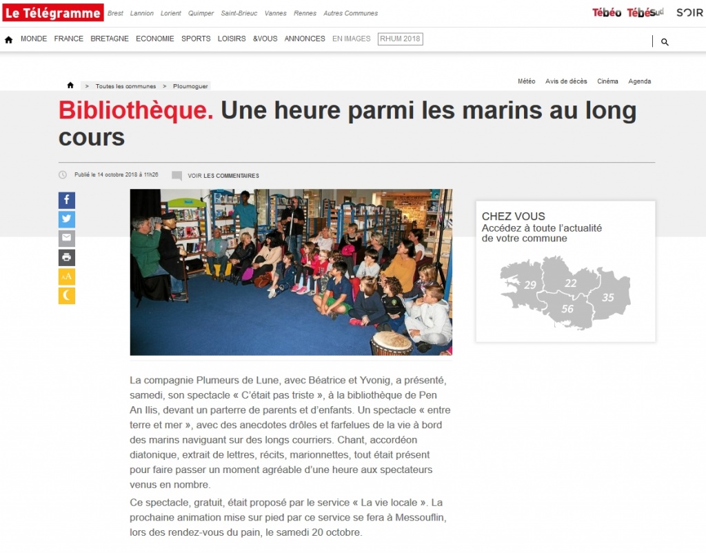 article Le Télégramme du 14 octobre 2018