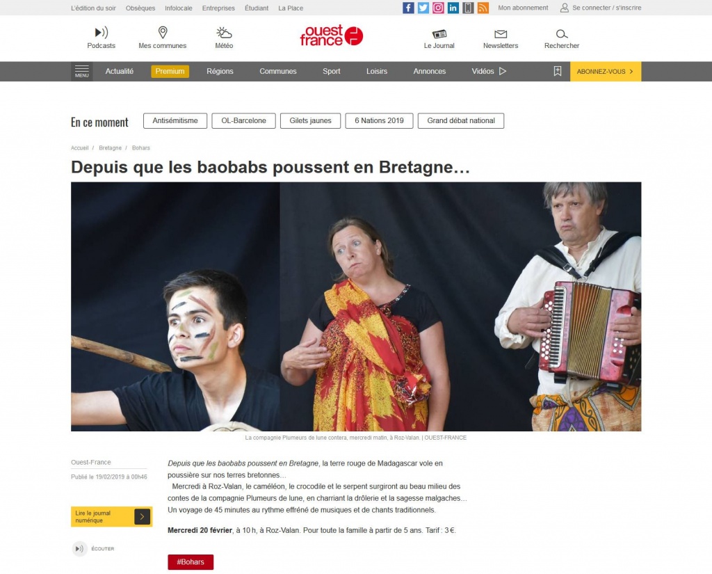 article Ouest-France du 19 février 2019
